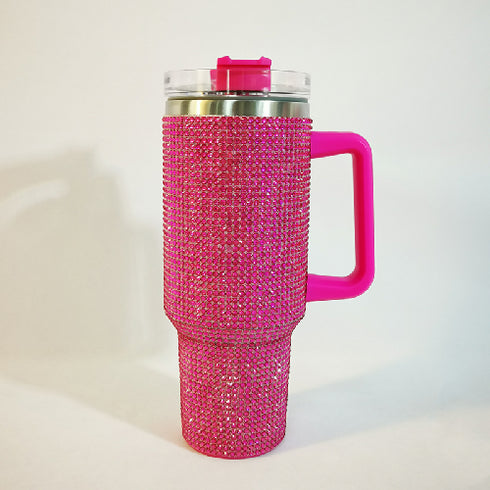 40oz Ice Metal Coffee Mug with Rhinestone Crystal Stone Fashion Diamond Bling Tumbler.